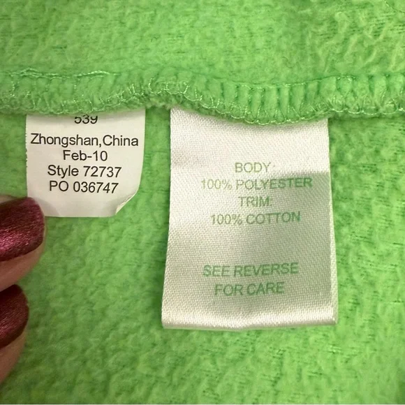 Lilly Pulitzer Green Collared Fleece Full Zip up Jacket Side Pockets large - Picture 6 of 7